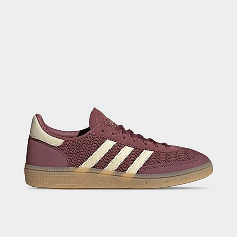 adidas Women's Originals Handball Spezial Casual Shoes in Burgundy/Warm Vanilla/Gum Size: 5.0