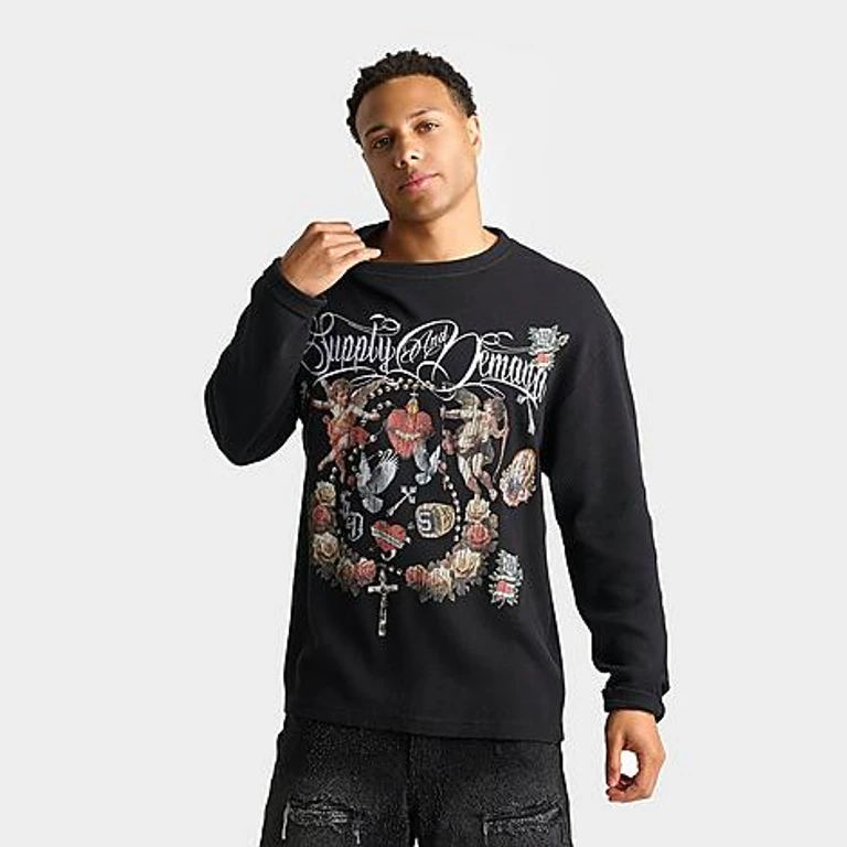 Camiseta de manga comprida Supply & Demand Banks em preto
