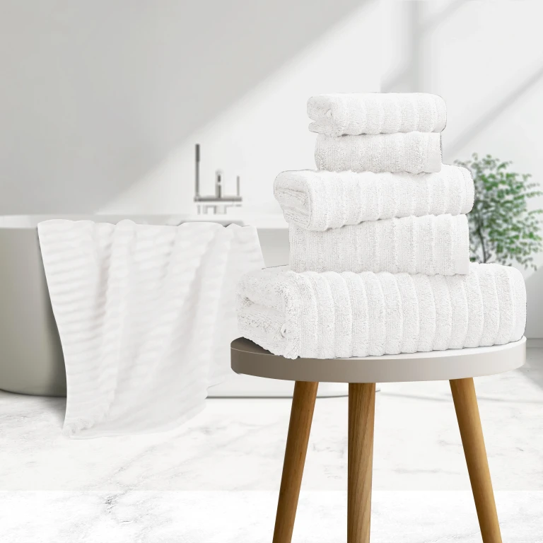 6 Piece Ribbed Egyptian Cotton Towel Set