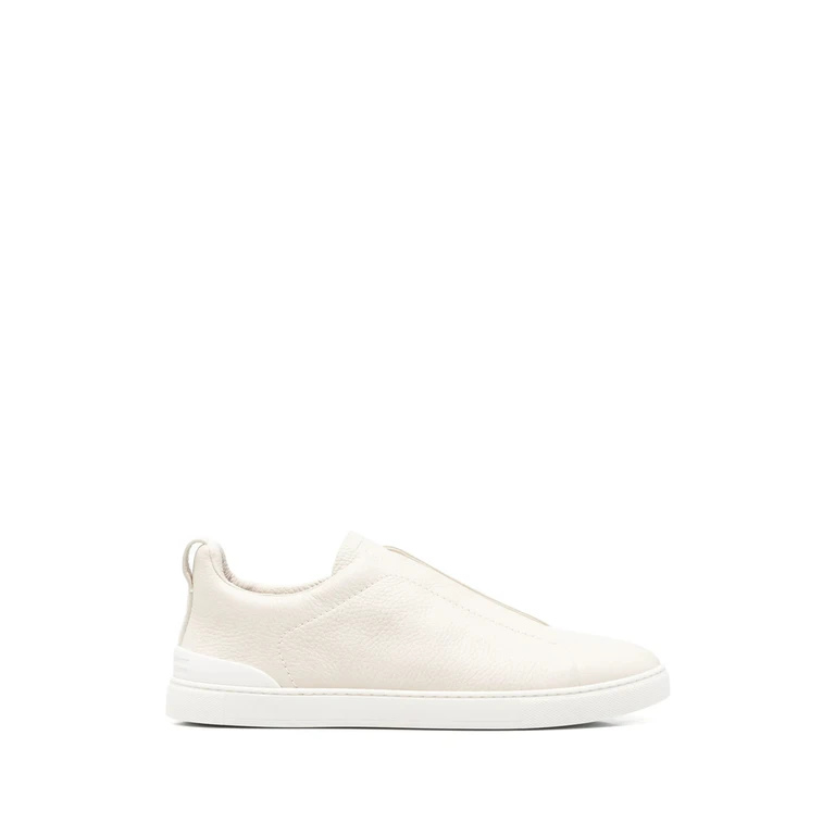 Triple Stitch Grained Leather Sneakers