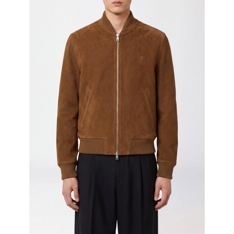 Veste à zip en daim Ami Paris marron