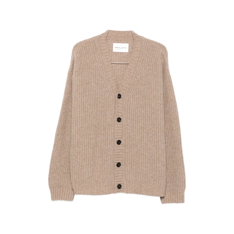 Ribbed-knit V-neck Cardigan