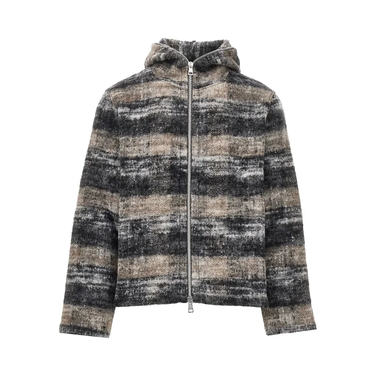 Check wool-blend full-zip hoodie Man 48