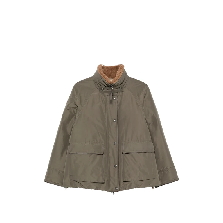 Shearling-collar Press-stud Jacket
