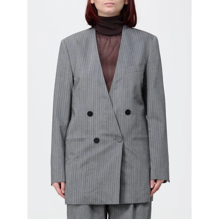Military-Style Double-Breasted Wool Blend Blazer (050866391501)