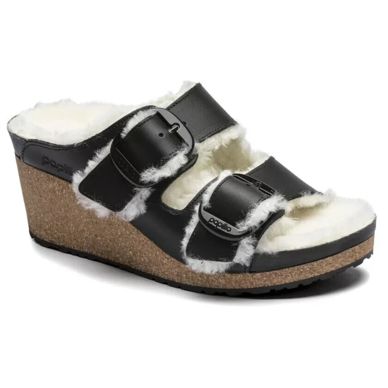 Women's Papillio Nora Big Buckle Shearling Natural Leather Sandals