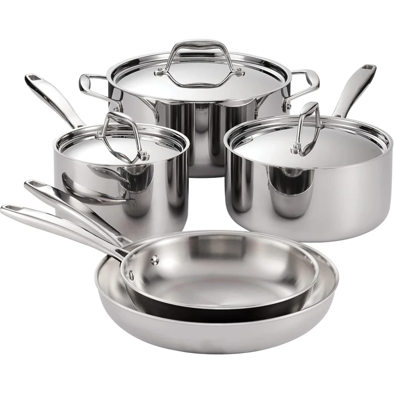 Tri-Ply Clad Stainless Steel 8-Piece Cookware Set with Lids, Pots and Pans Kitchen Set