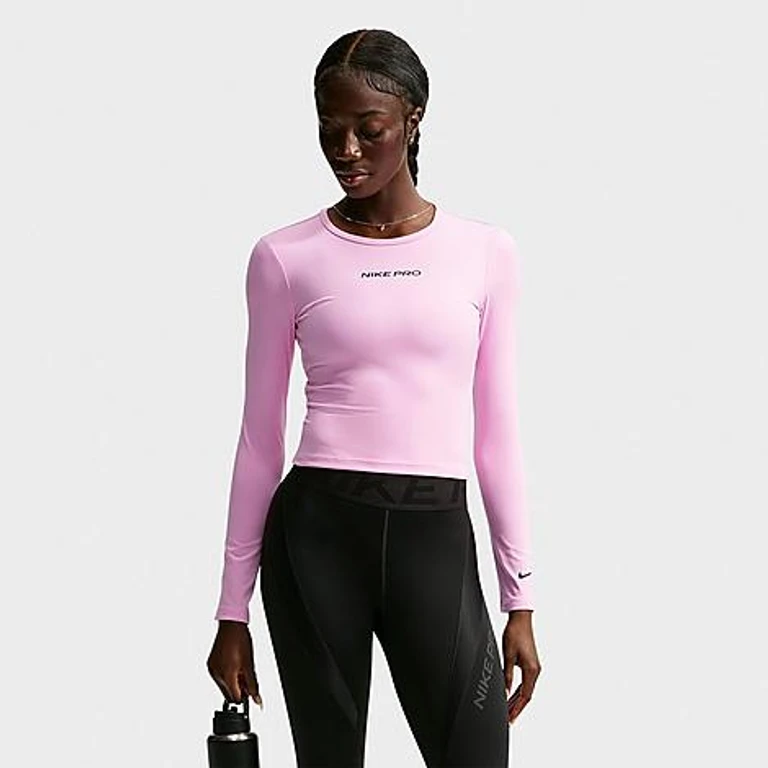 Nike Women's Pro Sculpt Dri-FIT Long-Sleeve Top in Pink Rise/Black Size: XXS