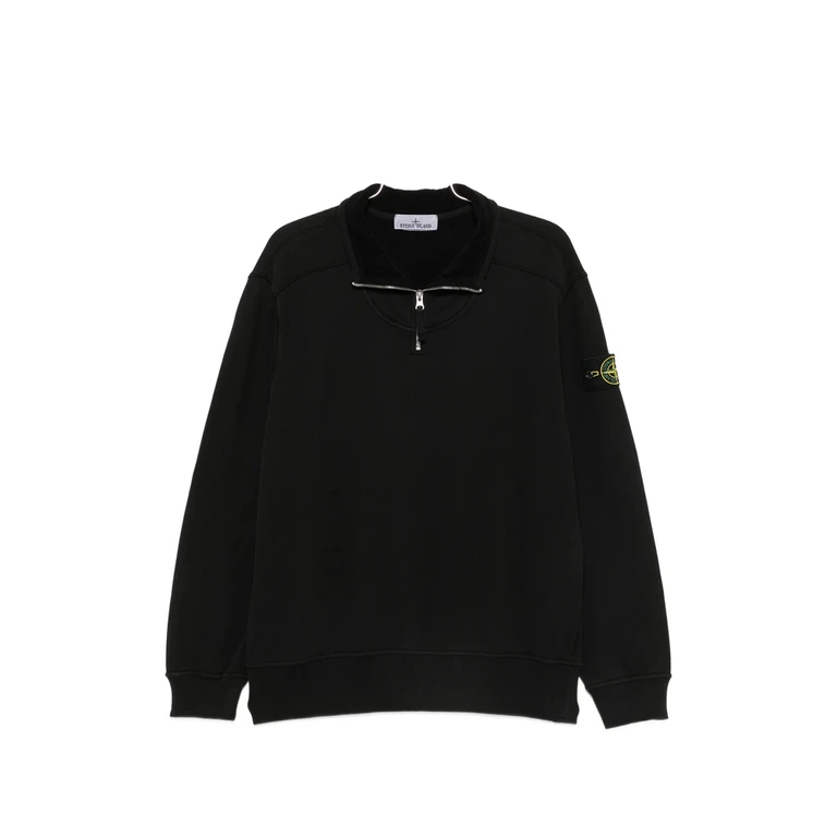 STONE ISLAND Half-Zip Cotton Turtleneck Sweatshirt with Compass Logo Patch (6100068S0A20V0029)
