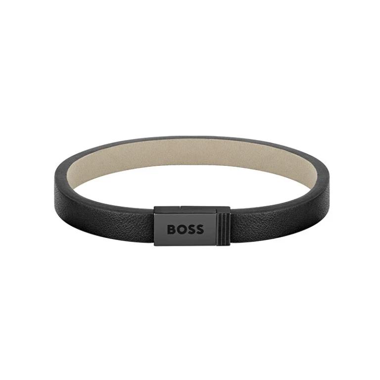 Jace 1580337 modern black leather Bracciale - Length: 17.5 cm