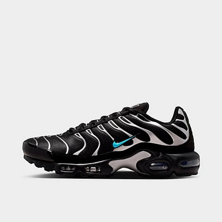 Men's Air Max Plus Premium Casual Shoes in Black/Chrome/Gamma Blue Size: 6.0