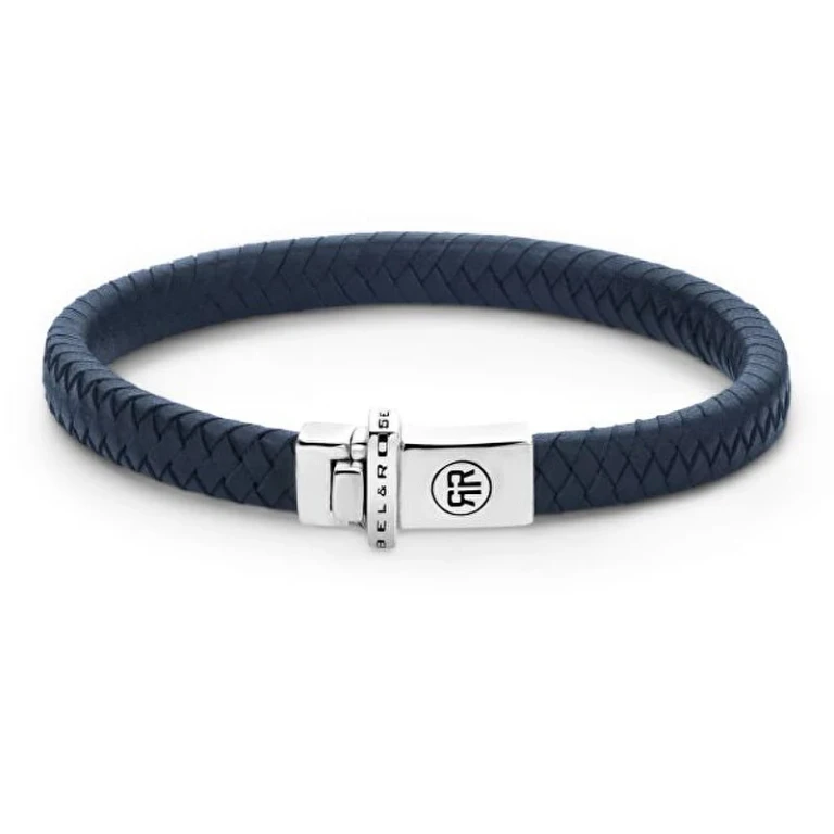 Blue leather Bracciale Small Braided Blue RR-L0150-S - Dimension: 15 cm - XS