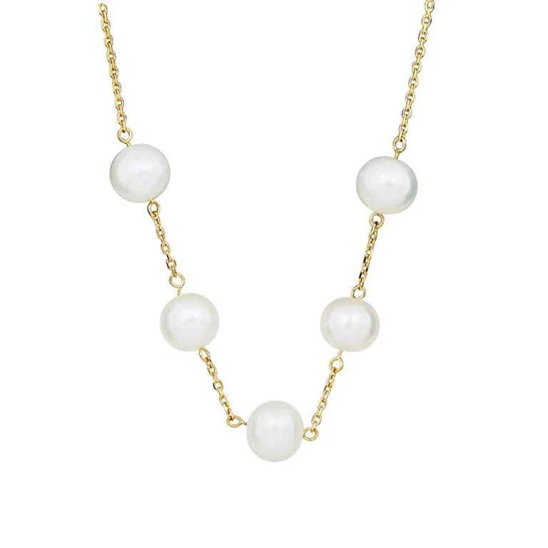 Silver cat Charming Gold Plated Freshwater Pearl Collana SC552