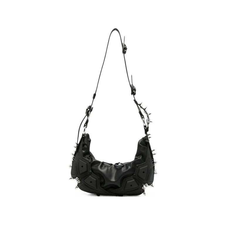 Stud-embellished Panelled Shoulder Bag
