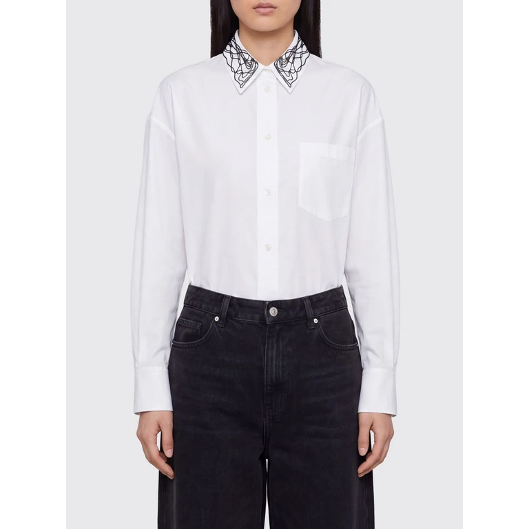 Chemise en popeline de coton Fabiana Filippi à col brodé