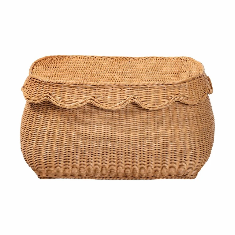 Bali & Pari Ayleen Natural Rattan Basket with Scalloped Lid