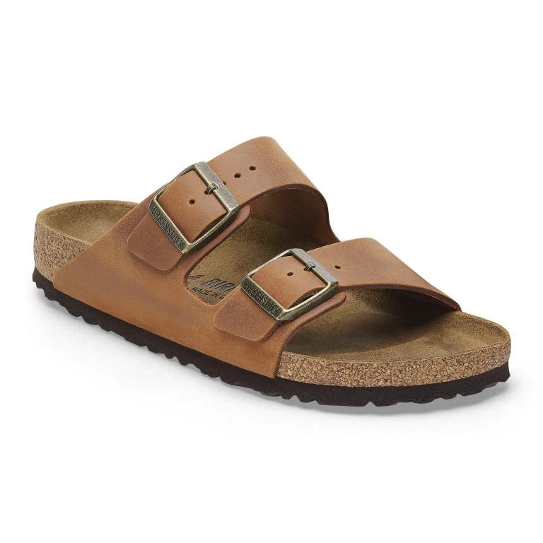 Arizona Natural Leather Cognac Sandals