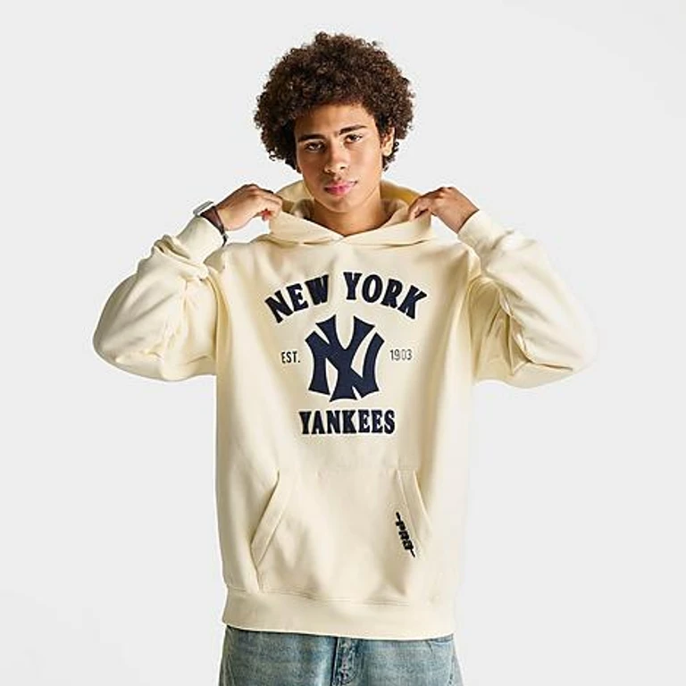 Pro Standard Men's New York Yankees MLB First Team Fleece Pullover Hoodie in Cream Size: Small