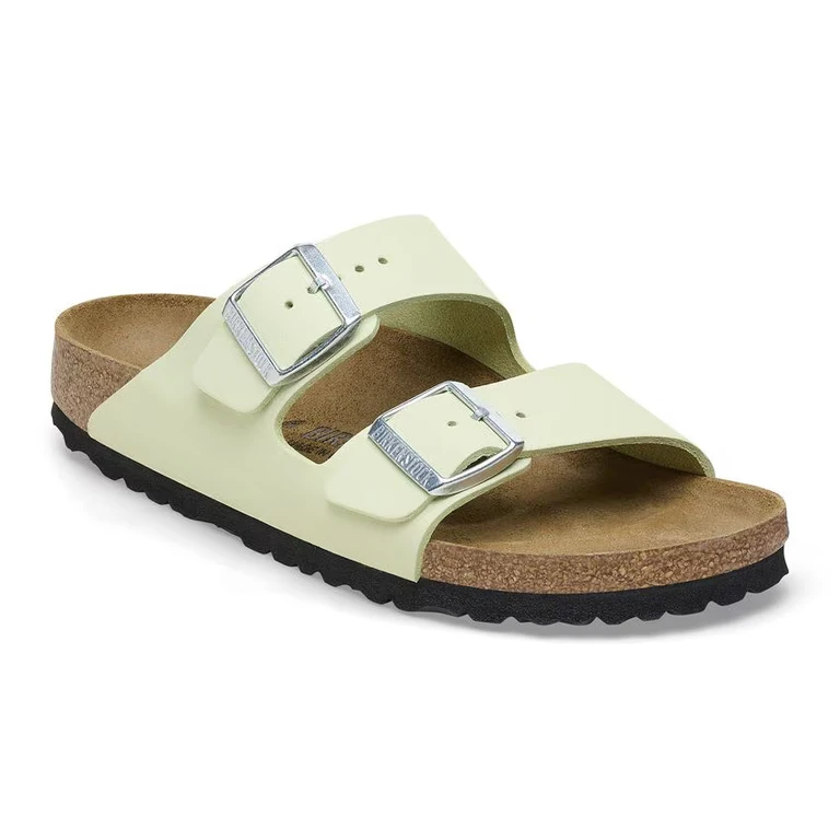 Arizona Nubuck Leather Faded Lime Sandals