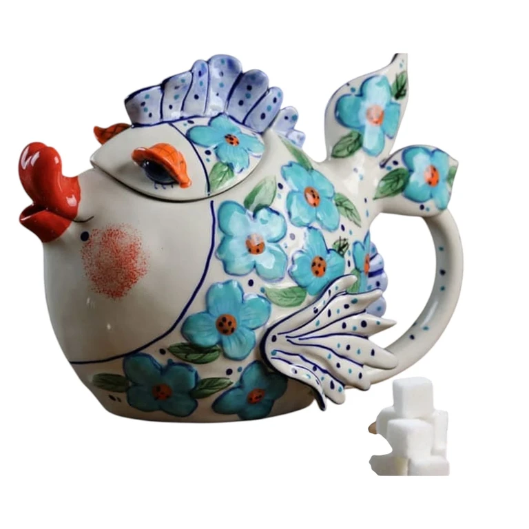 Flower Fish Teapot - Blue