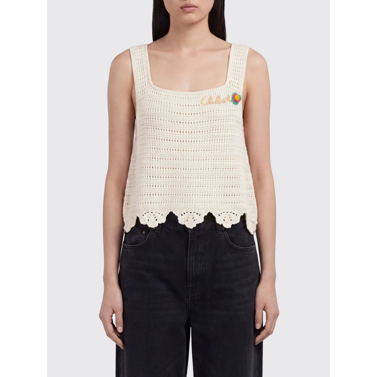 Top en maille de coton Chloé blanc