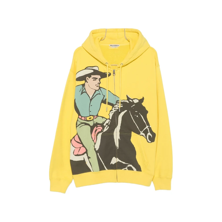Sweat à capuche zippé imprimé cowboy