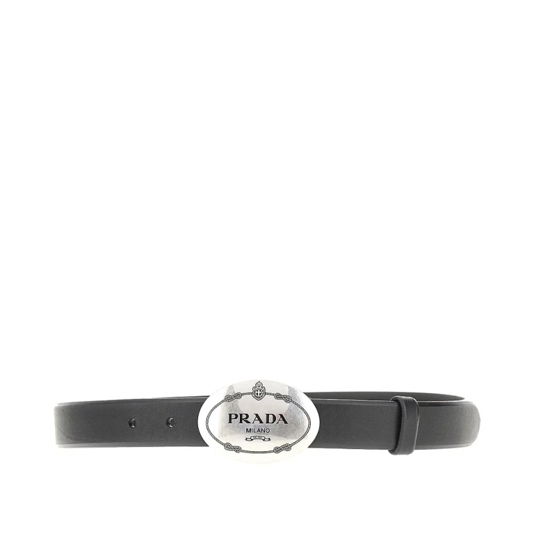 Leather belt with logo buckle Woman 75