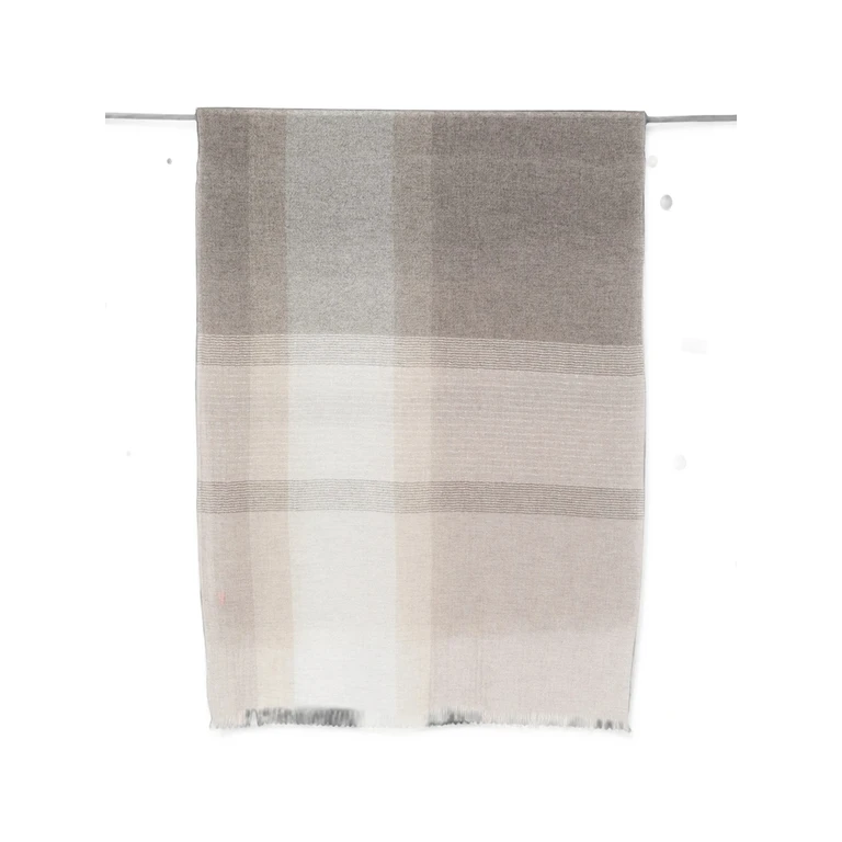 Egina Check-pattern Fringed Scarf