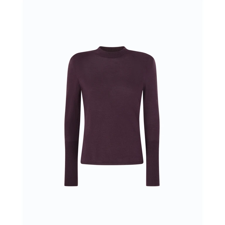 Maglione Girocollo a Maniche Lunghe in Pura Lana Merino