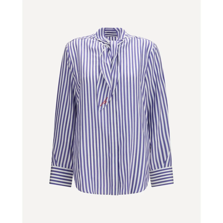 Silk striped Cocoon Shirt with bow Female 36