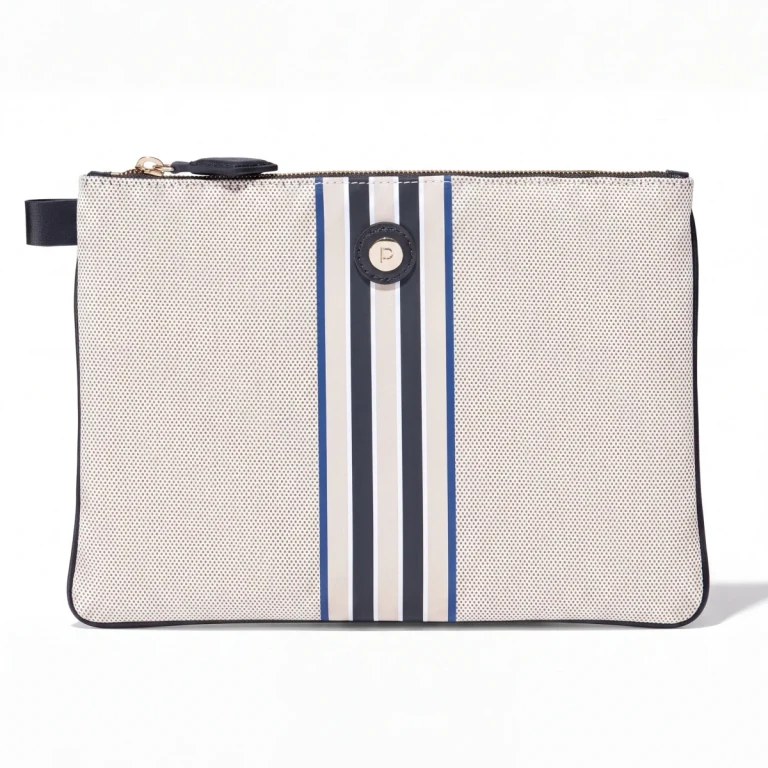 Medium Zip-Top Travel Pouch Organizer Domino Black Canvas Carry-On Pouch
