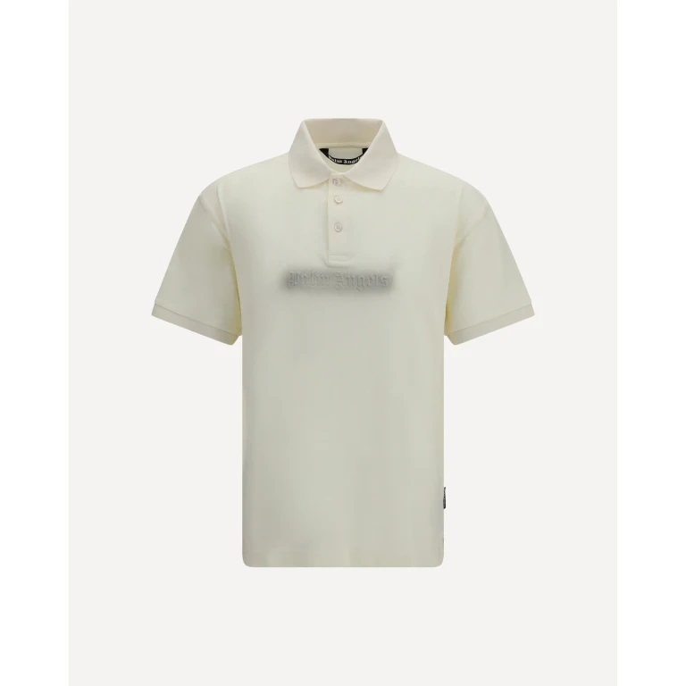 PALM ANGELS Short-Sleeved Cotton Polo Shirt with Contrast Logo and Ribbed Collar (PAMGB002FB0060310)