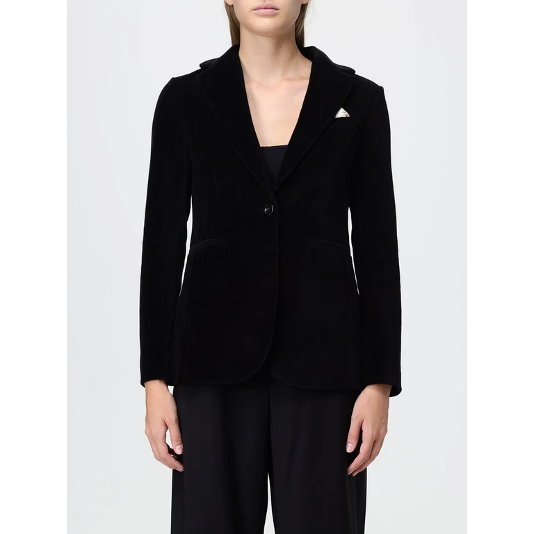 Single-Breasted Velvet Blazer with Slit Pockets (FD4060G007)