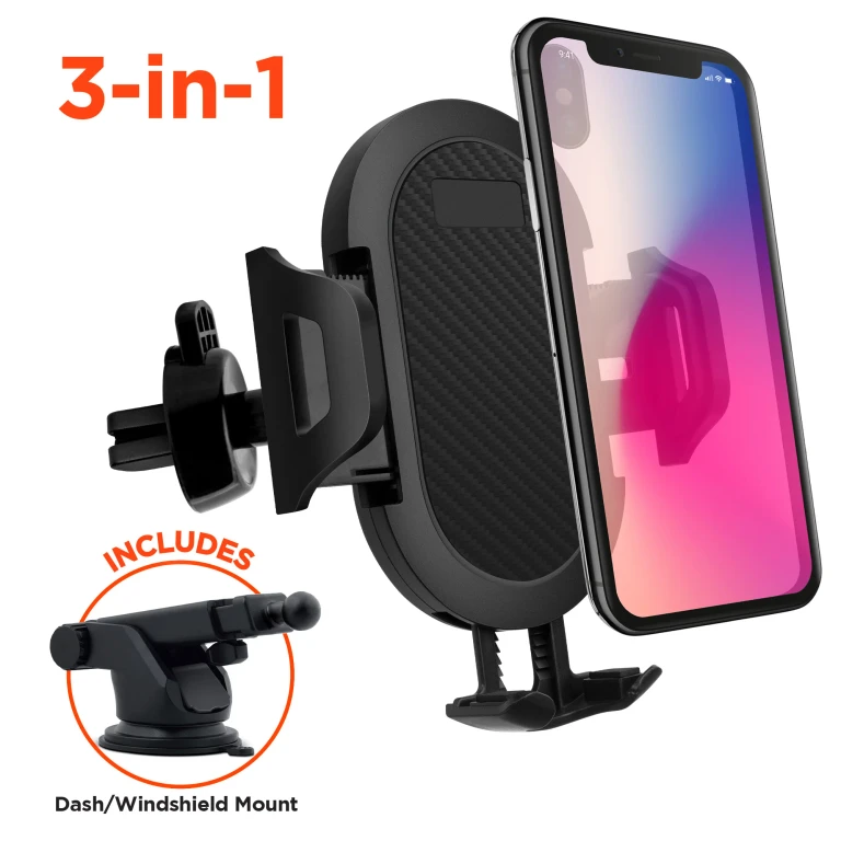 3-in-1 Phone Mount Kit Vent + Dashboard + Windshield Universal Hands-Free Car Phone Mount with Multiple Mounting Options