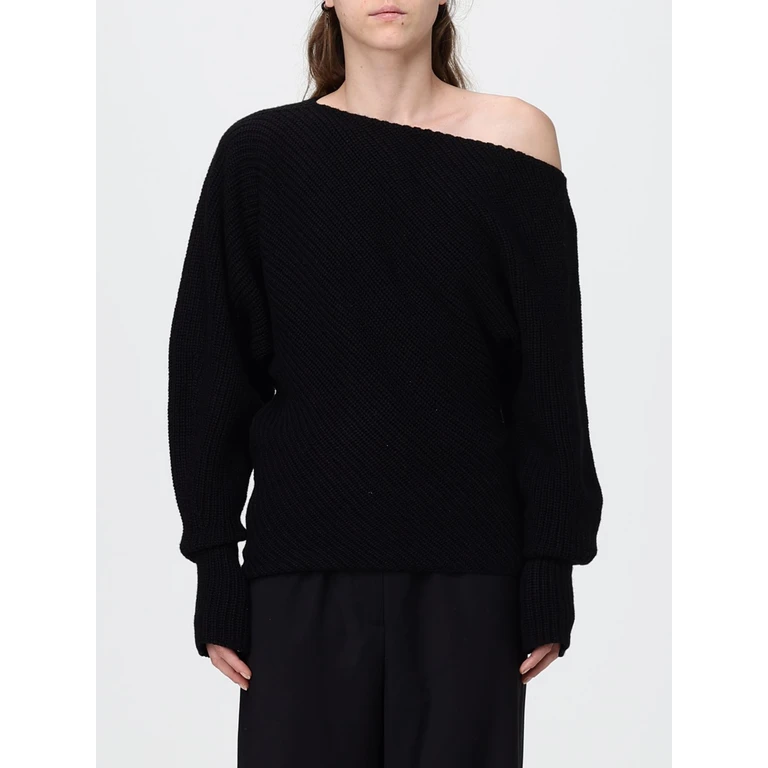 Draped Wool and Silk Jumper with Asymmetric Neckline (090366030555)
