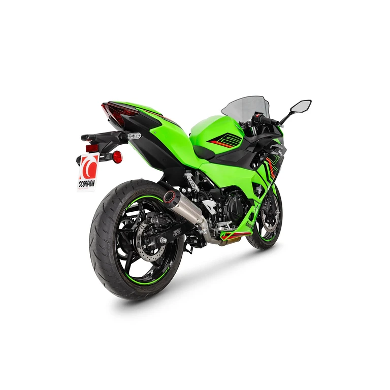PKA149SEO - Scorpion Red Power Slip-On Stainless Steel For Kawasaki Ninja 500 2024-2025