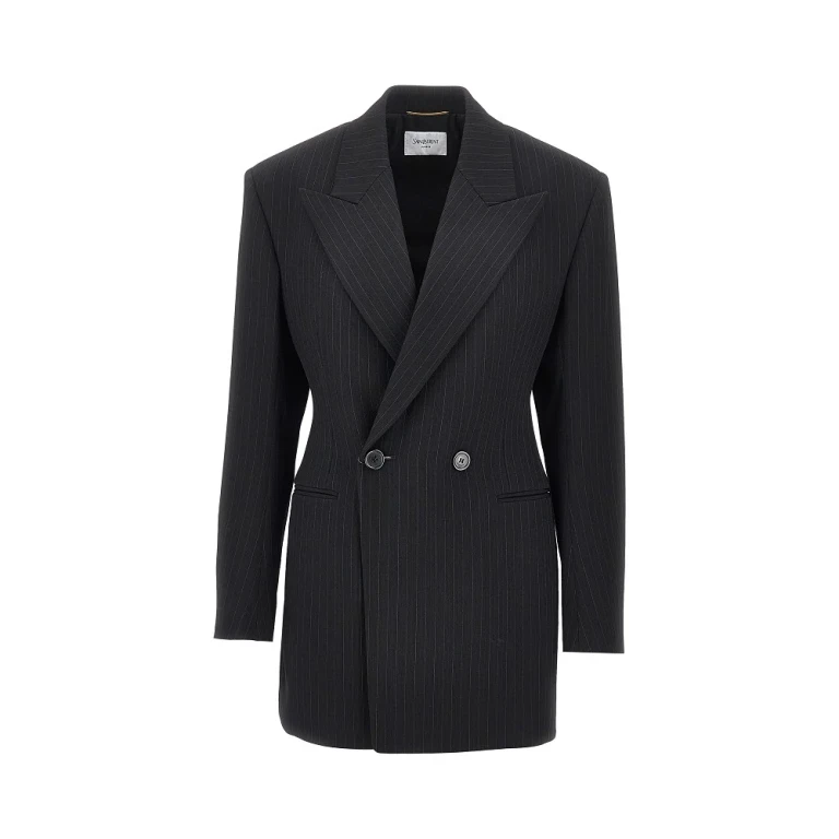 Pinstriped wool-blend double-breasted jacket Woman 36