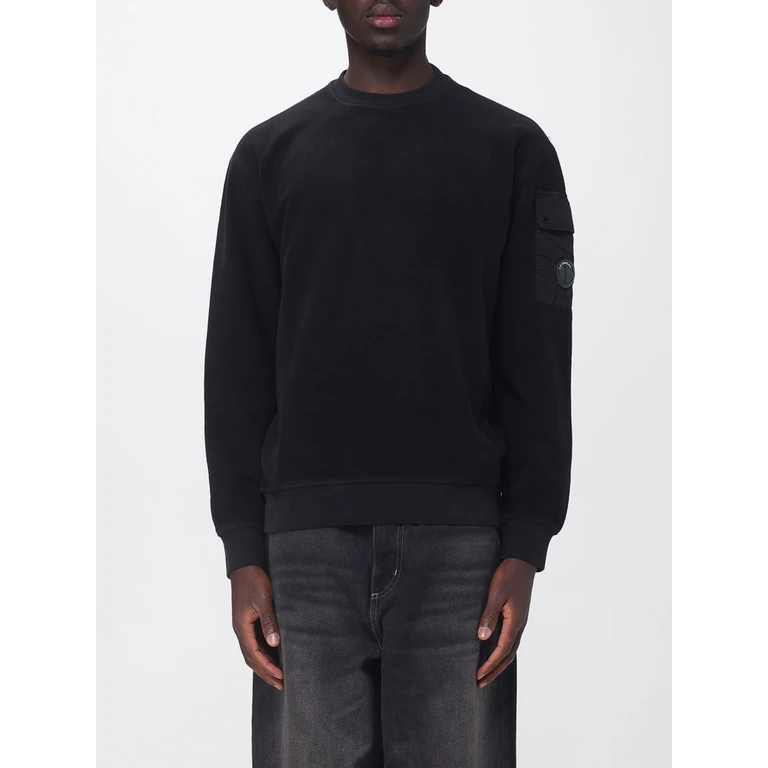 C. P. COMPANY Crew Neck Cotton Sweatshirt with Pocket and Logo Patch (21CMSS192A006614G999)