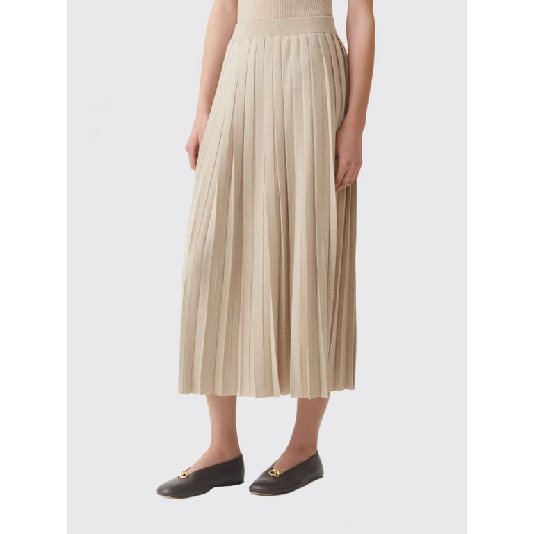 Pleated Wool and Silk Knit Midi Skirt (GND216F339D2300167)
