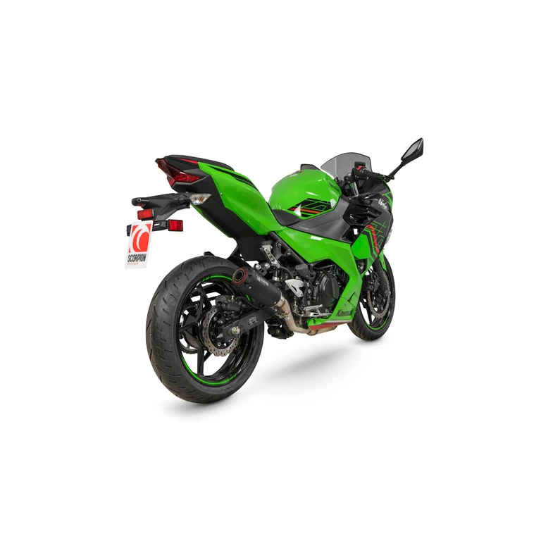 PKA121BCER - Scorpion Red Power Slip-On Black Ceramic For Kawasaki Ninja 400 2018-2024