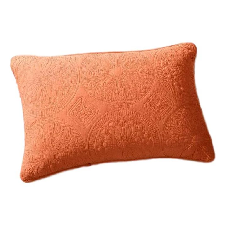 Tache Cotton Stone Washed Rustic Orange Medallion Tuscany Sunrise Pillow Sham (JHW-595)
