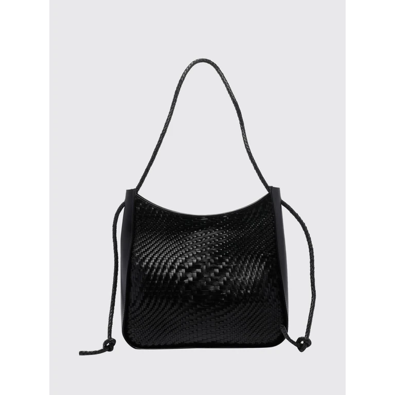 Woven Leather Tote Bag with Single Handle (8760BLACK)