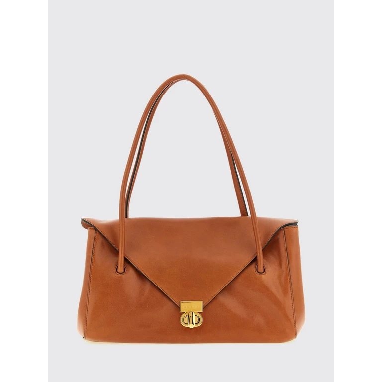 Aube E/W Shoulder Bag in Calfskin Leather with Double Tubular Handle (SBMP0288U0P891400M51)