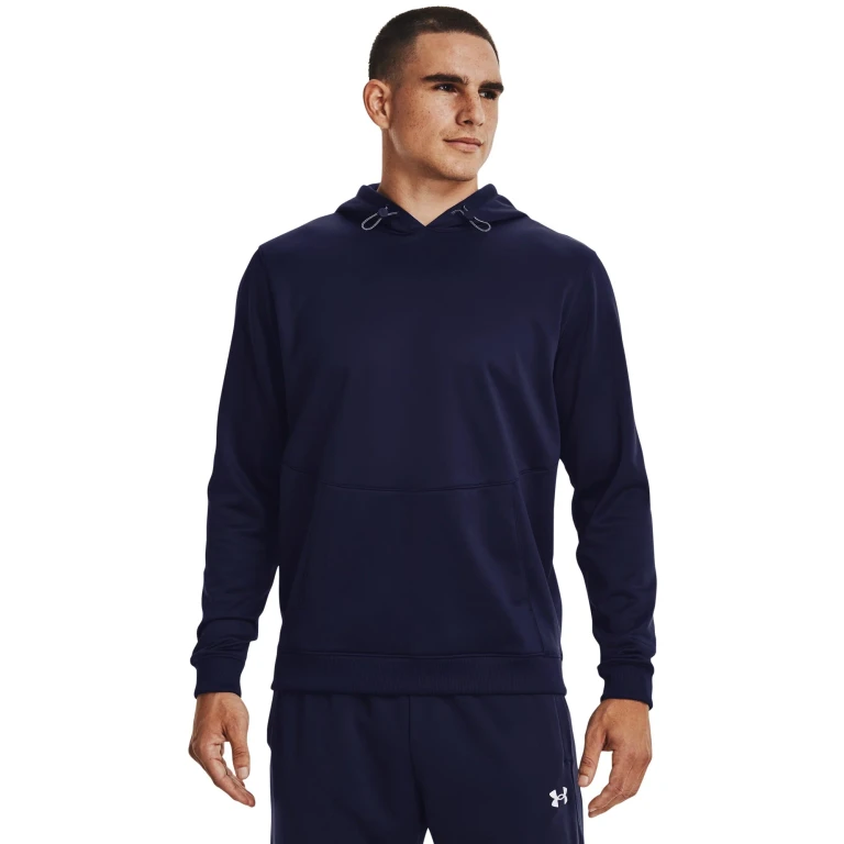 Mens UA Storm Fleece Hoody - Midnight Navy/White