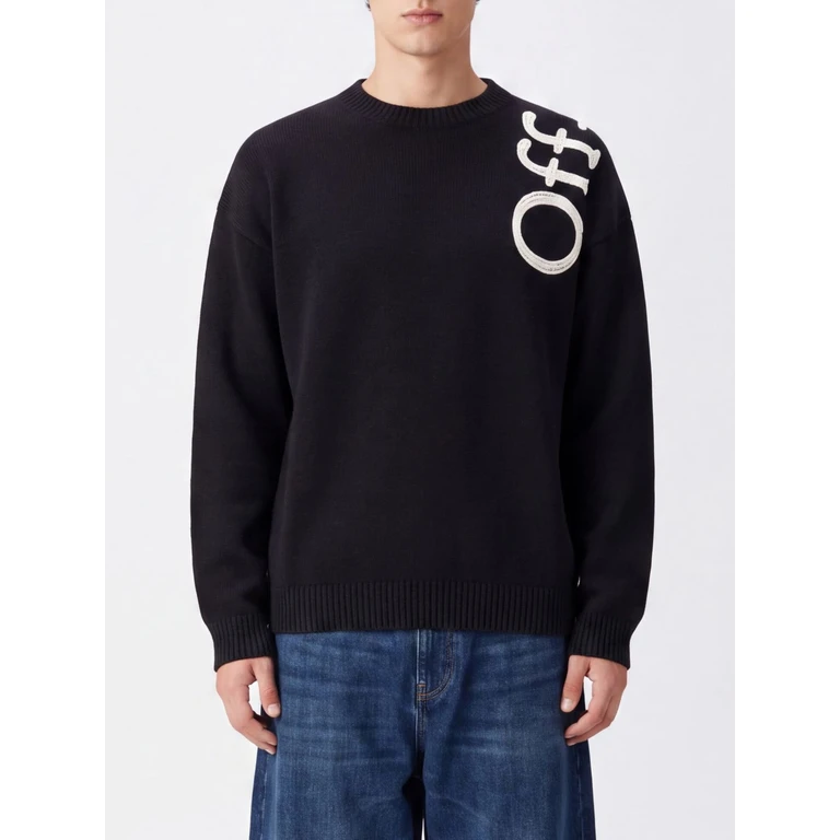 Pull col rond Off-White avec logo jacquard allover