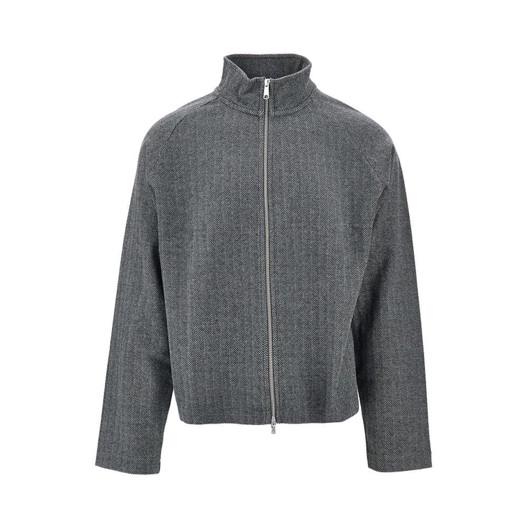 Herringbone cotton full-zip sweatshirt Man S