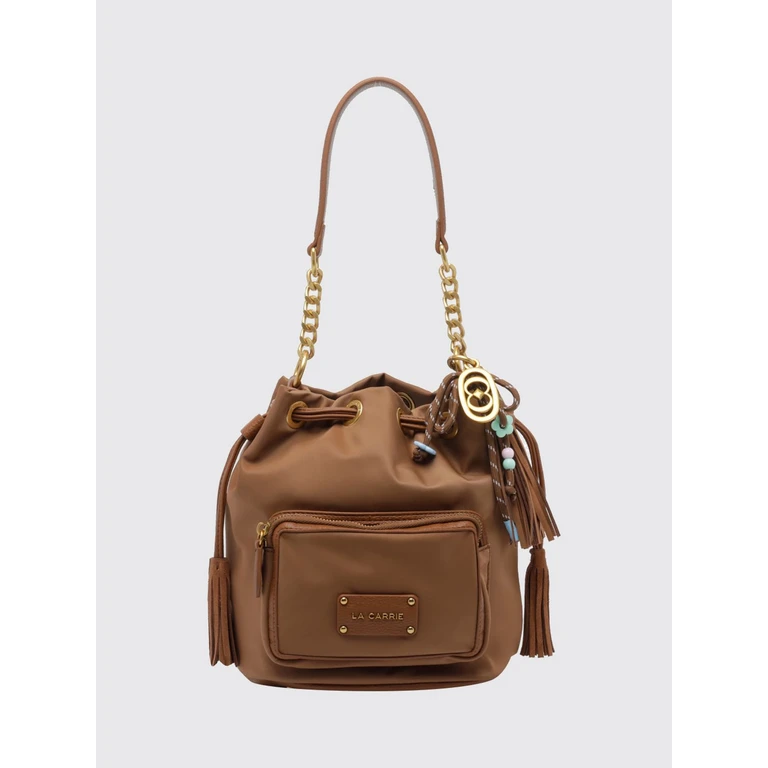 Nylon Bucket Bag with Chain-Link Handle and Removable Strap (162MEB575NYECUOIO)