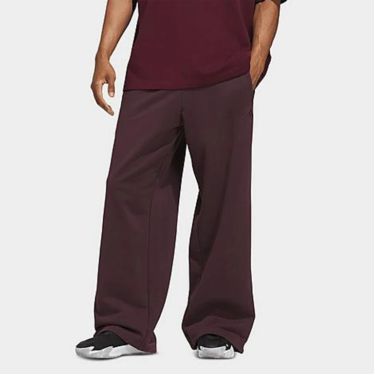 Men's Basketball Fleece 3-Stripe Loose Sweatpants in Shadow Maroon Size: XXS