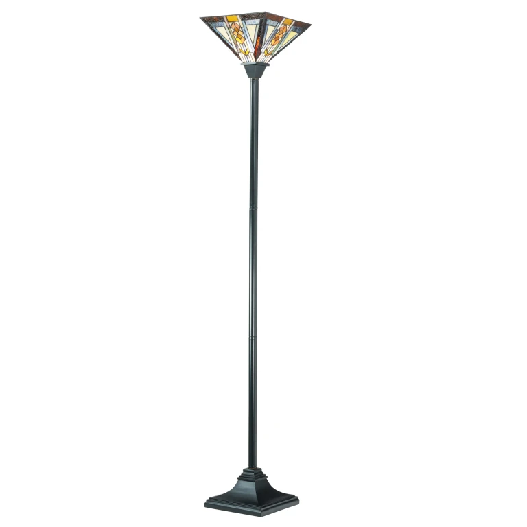 71"H Stained Glass Mission Style Southwestern Torchiere Floor Lamp