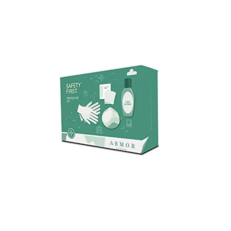Safety F!RST Protective K!t by Armor London Including face Cover Hand sanitiser Anti-Bacterial Wipes a Pair of Gloves and a Carry Pouch
